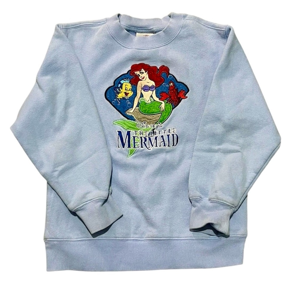 Vintage Disney Store Crew Neck The Little Mermaid Pullover Girls Size L 10/12
